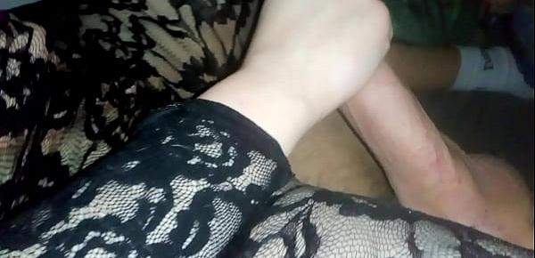  Horny BBW wear crotchless bodysuit and play with dick